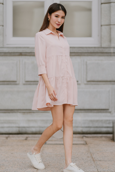 Keia Babydoll Shirt Dress (Pink)