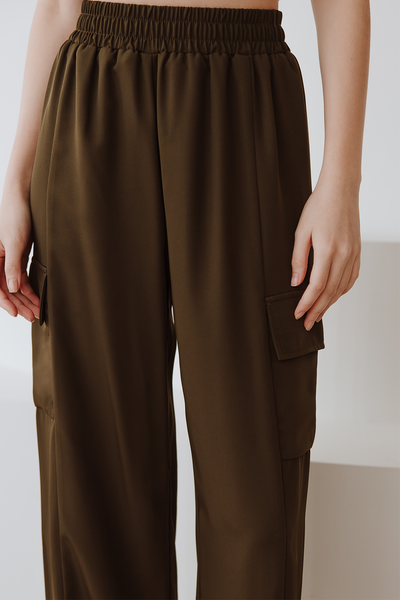 Cargo Utility Wide Leg Pants (Forest)