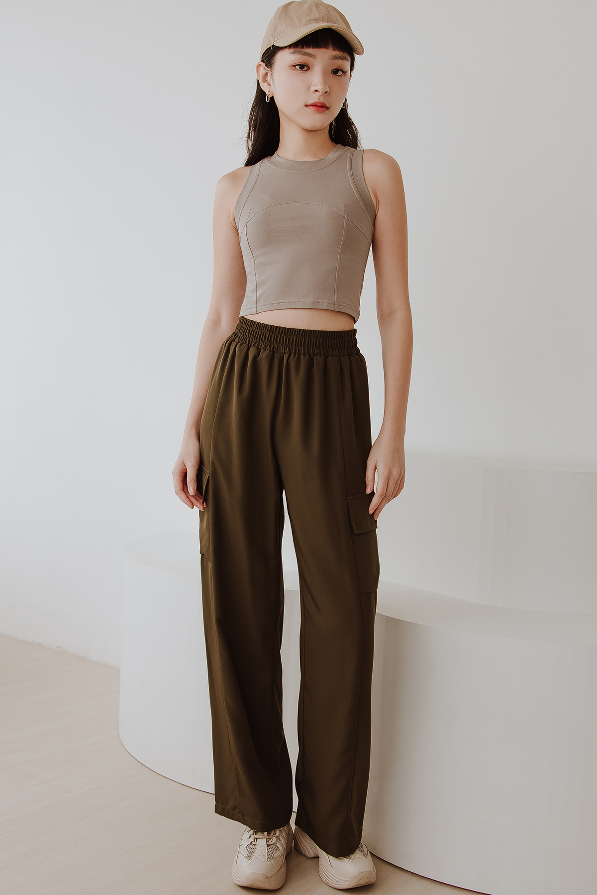 Cargo Utility Wide Leg Pants (Forest)