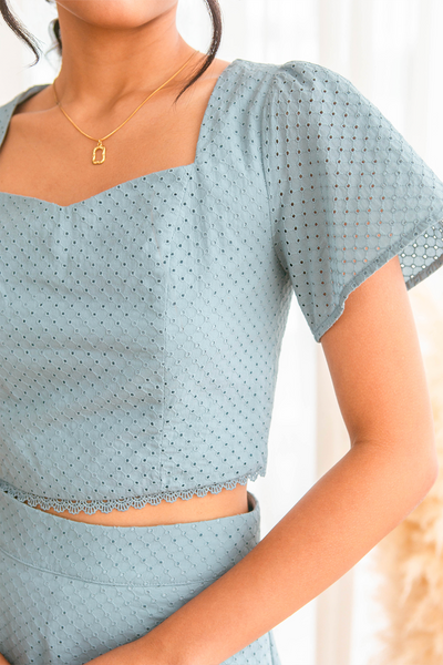 Lace With Grace Broderie Top (Blue)