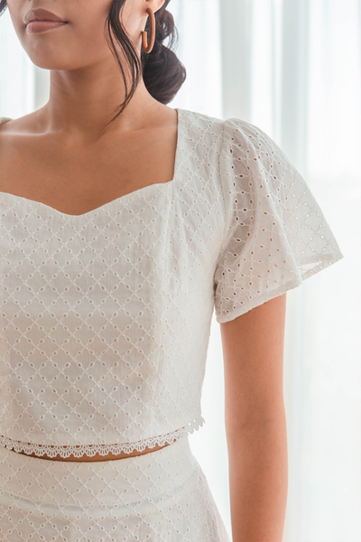 Lace With Grace Broderie Top (White)